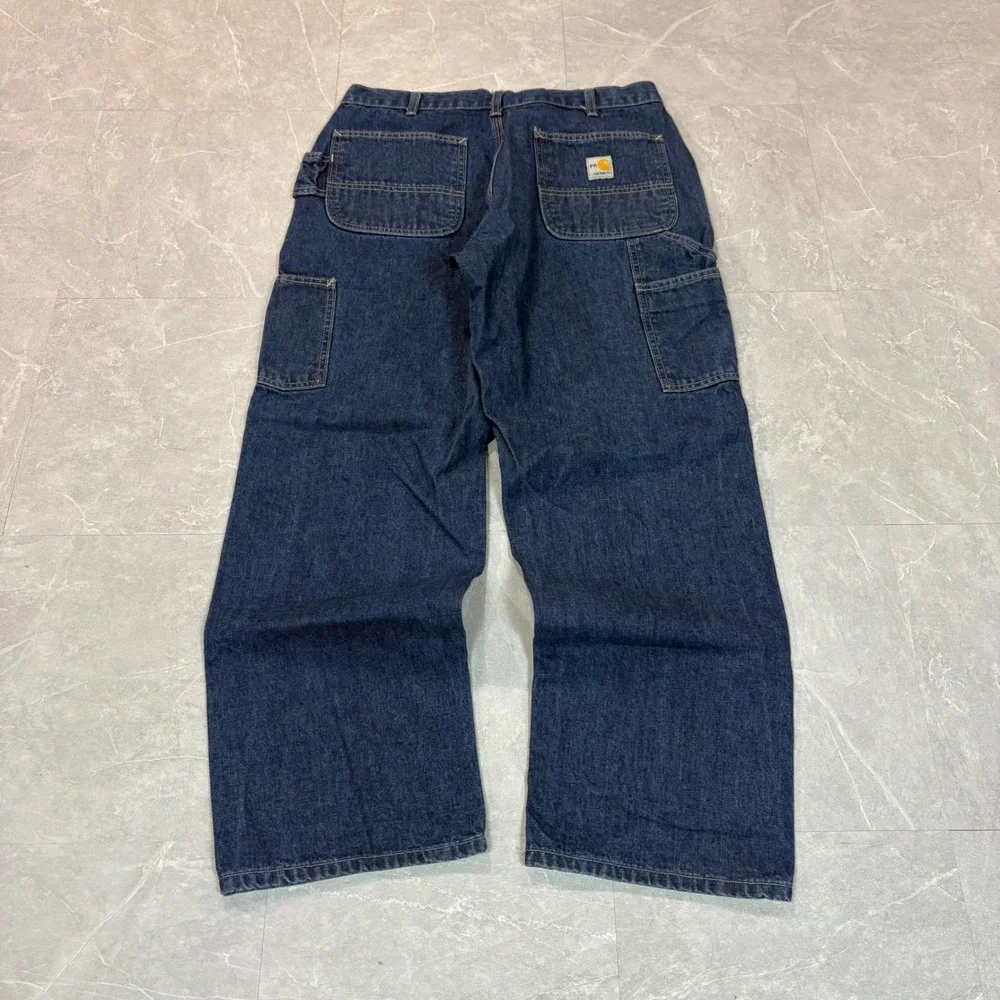 Carhartt FR Loose Fit Carpenter Jeans Mens 34x32 Dark Wash Denim FRB13-DNM